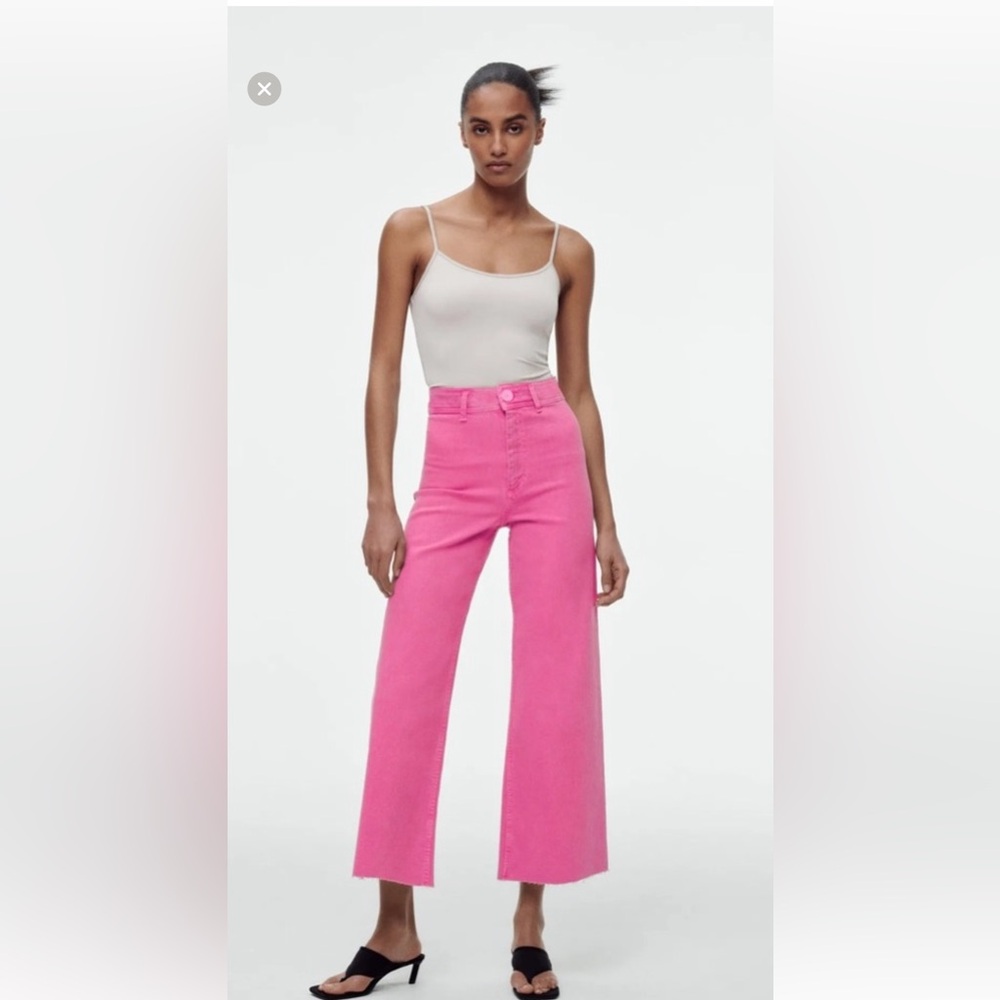 Zara Marine Pink Flare Wide Leg Jeans